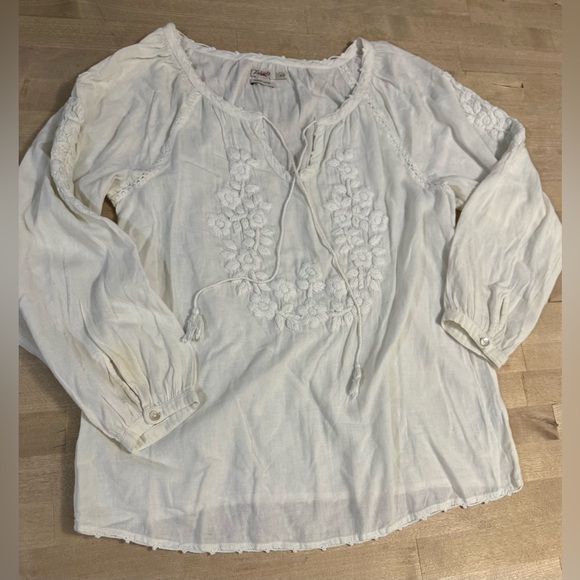 Faherty Tops - Faherty Cream boho Embroidered Blouse